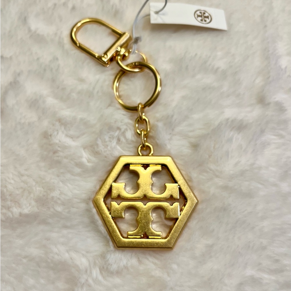 Tory Burch Hexagonal Gold Keyring